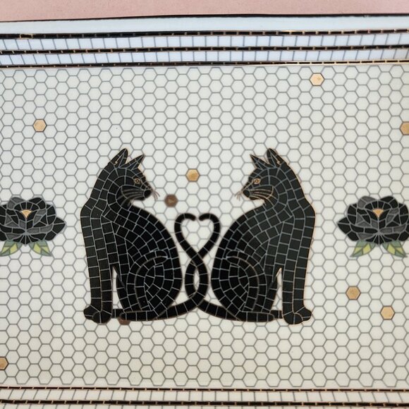Anthropologie Bistro Tile Vanity Tray Cat Halloween NEW - Picture 5 of 10